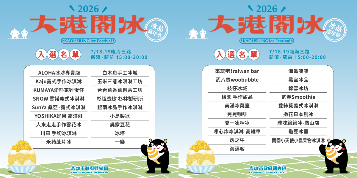 50家冰店一次吃!高雄「大港閱冰」消暑開吃:冰塔、禾苑蔗片冰、枝仔冰城 50家冰店一次吃!高雄「大港閱冰」消暑開吃:冰塔、禾苑蔗片冰、枝仔冰城