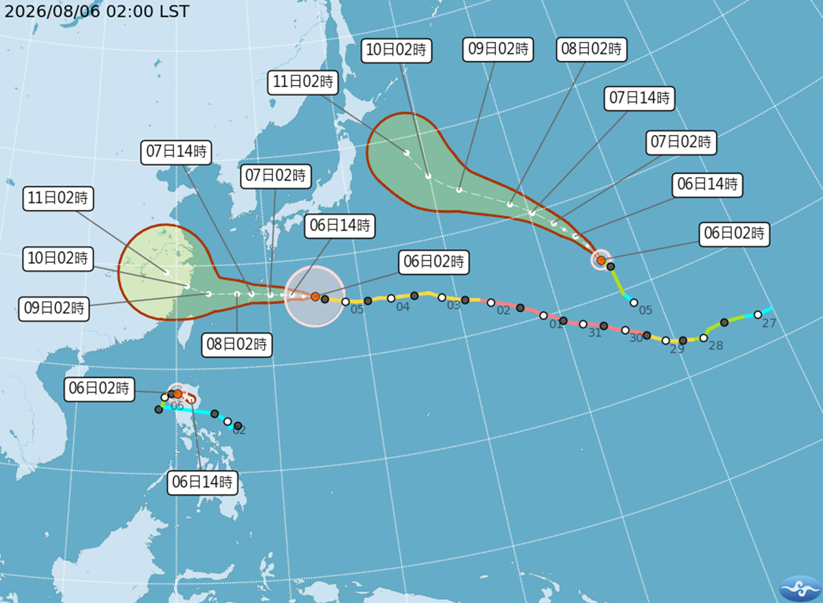 白海豚颱風路徑又變!「離台灣更近」全台都有雨,3颱共舞動態一次看 白海豚颱風路徑又變!「離台灣更近」全台都有雨,3颱共舞動態一次看