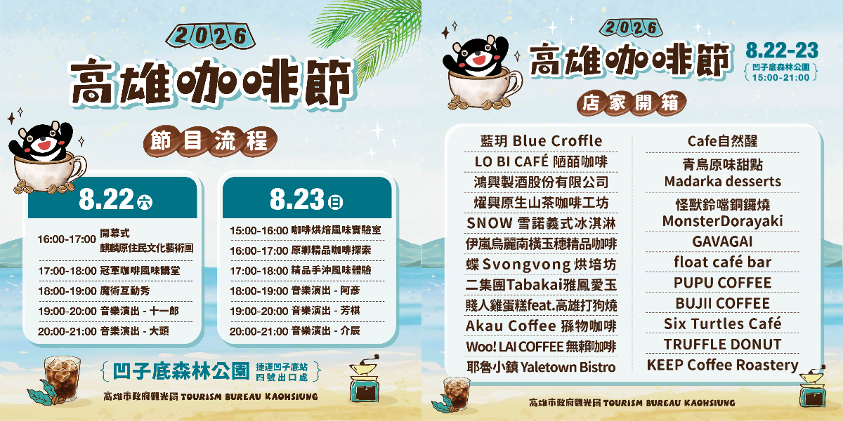 咖啡狂熱必追！高雄咖啡節8/22登場，集結70家品牌、全球百大咖啡＆烘豆冠軍