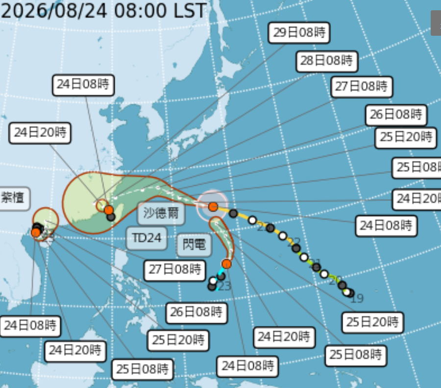 ３颱風路徑一次看！週四起北部防雨彈，沙德爾這天最接近台灣、不排除海陸警