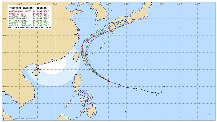 馬勒卡颱風預測15日晚發佈海上警報(圖／氣象達人彭啟明臉書)