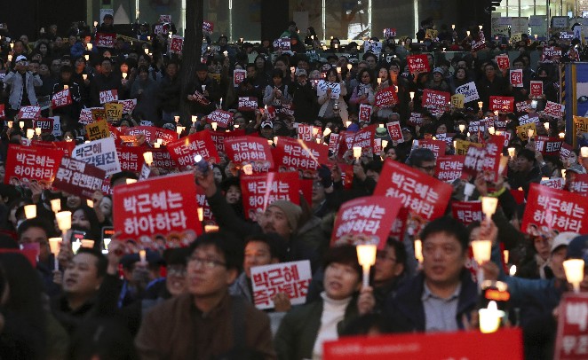 百萬韓國民眾遊行要求朴槿惠下台。圖／達志影像／美聯社