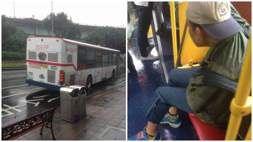 公車司機羅燦耀不僅下車替行動不便的老先生撐傘，擔心老翁要冒雨走遠路，還自掏腰包幫他付小黃車資。