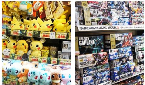 Pokemon系列商品以及琳琅滿目的鋼彈模型