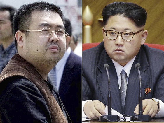 金正男（左）遭暗殺，一般認為是北韓領導人金正恩所指使。資料照／達志影像／美聯社