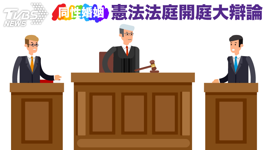 憲法法庭24日開庭，舉行同性戀婚姻是否合於憲法大辯論。圖／蔣蕓瞳