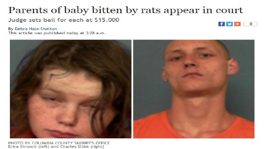 這對年齡不到20歲的小父母，竟然放任老鼠咬傷出生才15天的女兒卻都不處理。(圖／翻攝自Arkansas Online)