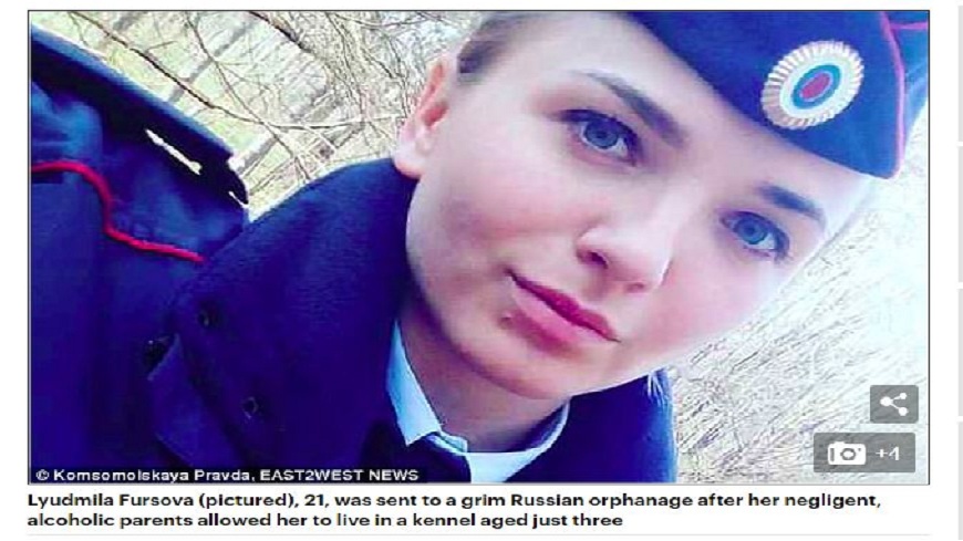 俄羅斯一名正妹只因生母是殺人犯而遭校方開除，讓她的警察夢碎。(圖／翻攝自每日郵報)