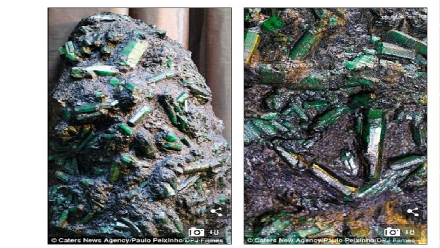 這塊價值達92億元台幣的祖母綠岩，發現者擔心自己恐有生命危險。(圖／翻攝自每日郵報)