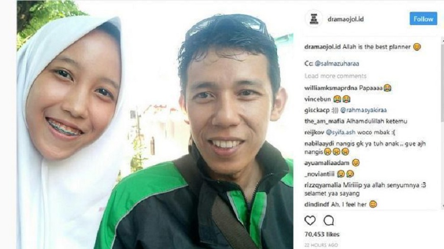 印尼17歲少女叫計程車，竟意外地和失聯10年的父親重逢。(圖／翻攝自羅盤報)