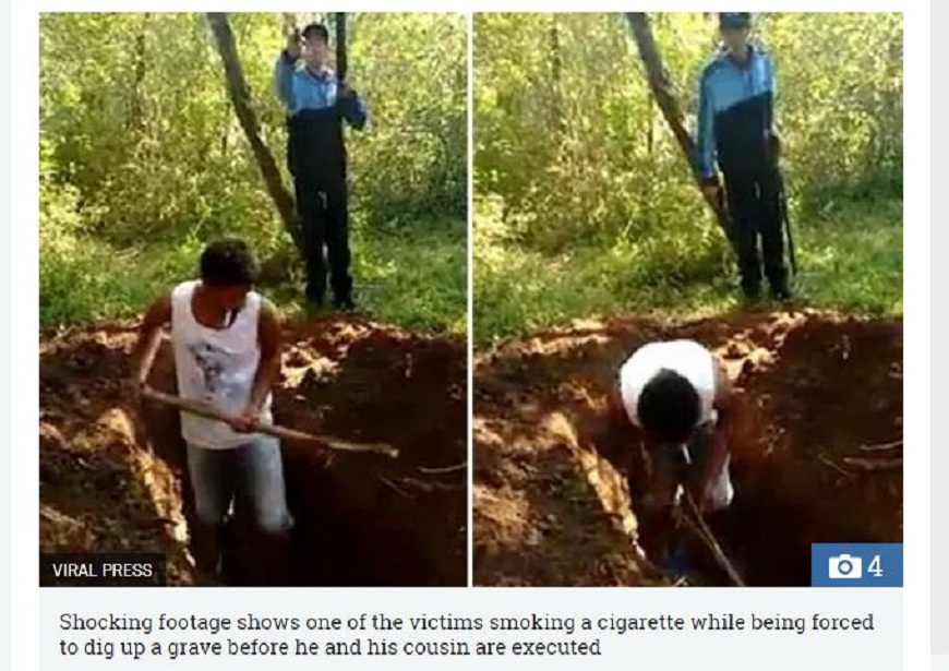巴西一對堂兄弟疑似涉及黑道幫派的毒品交易糾紛，遭逼自掘墳墓，最後更是遭到槍殺焚屍。(圖／翻攝自太陽報)