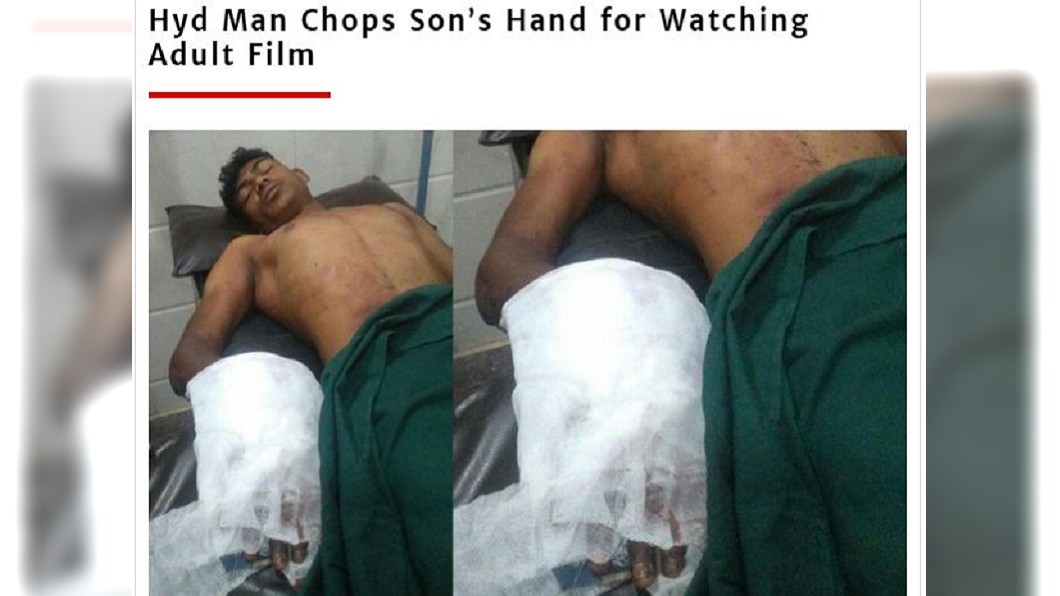 印度一名人父不滿兒子太沉迷看A片，一氣之下持刀把他的右手砍斷。(圖／翻攝自Mirchi9)