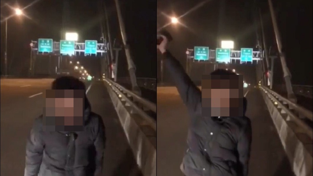 男子深夜在三重新北大橋對空鳴槍。圖／黑色豪門企業
