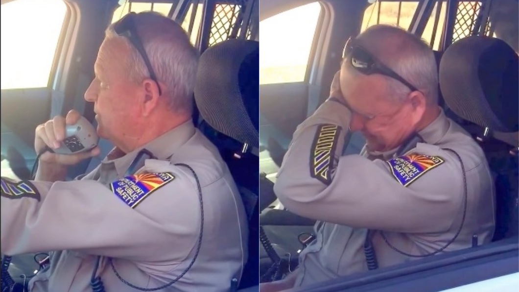 美國公路巡警吉爾伯格有37年資歷，於上月28日退休。圖／翻攝自YouTube