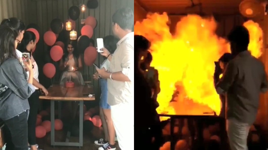 圖／翻攝自YouTube 生日吹蠟燭氣球竟爆炸　女孩慘遭「火吻」全身燒燙傷