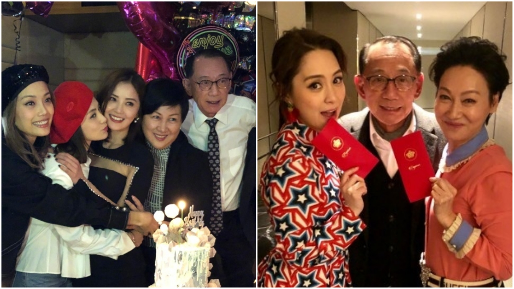 老闆楊受成相當疼阿嬌,連阿嬌的生日派對也不缺席(右圖當中最左邊著白襯衫和左圖中間為老闆楊受成)。圖/翻攝自阿嬌微博