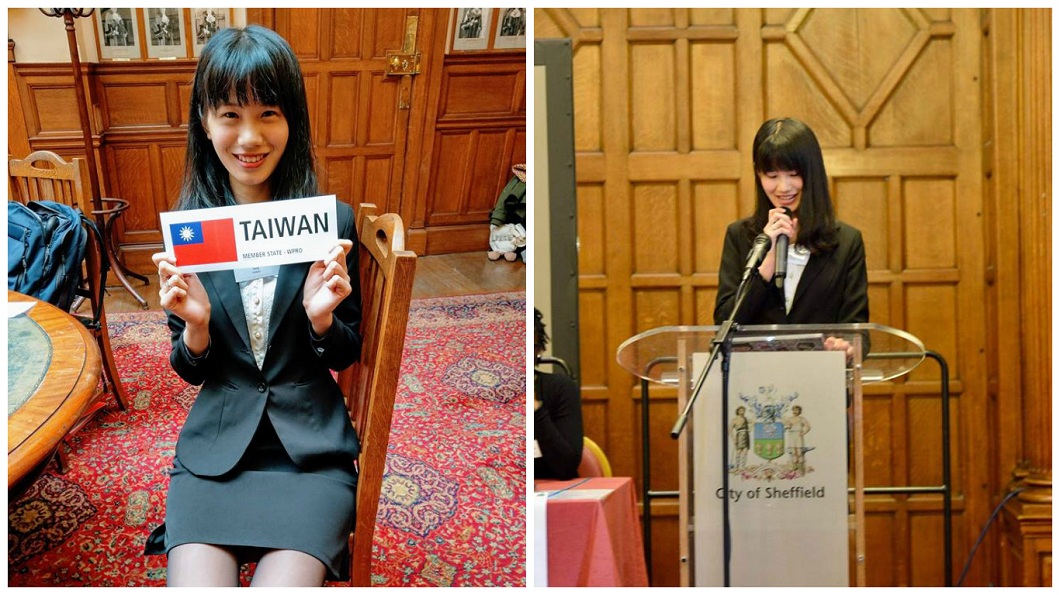 留英台生陽醒慈(化名)日前在模擬WHA大會上，公開為台灣發聲。(圖／陽醒慈提供)