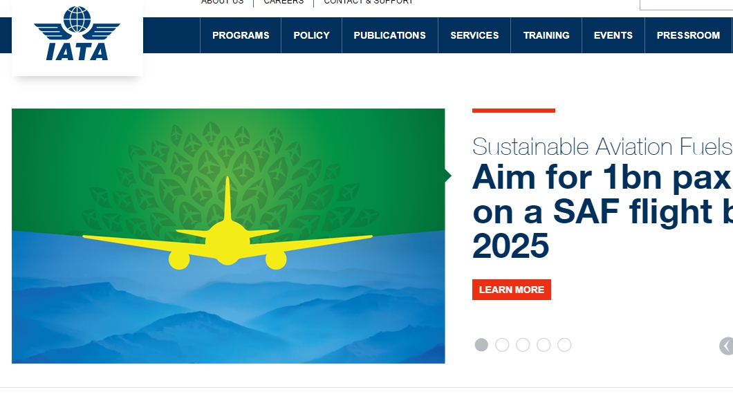 圖／國際航空運輸協會網站首頁