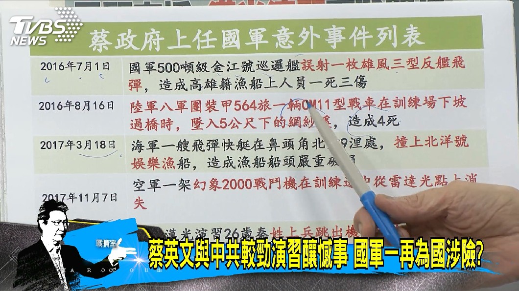 趙少康條列指出近年國軍意外事故。圖/TVBS