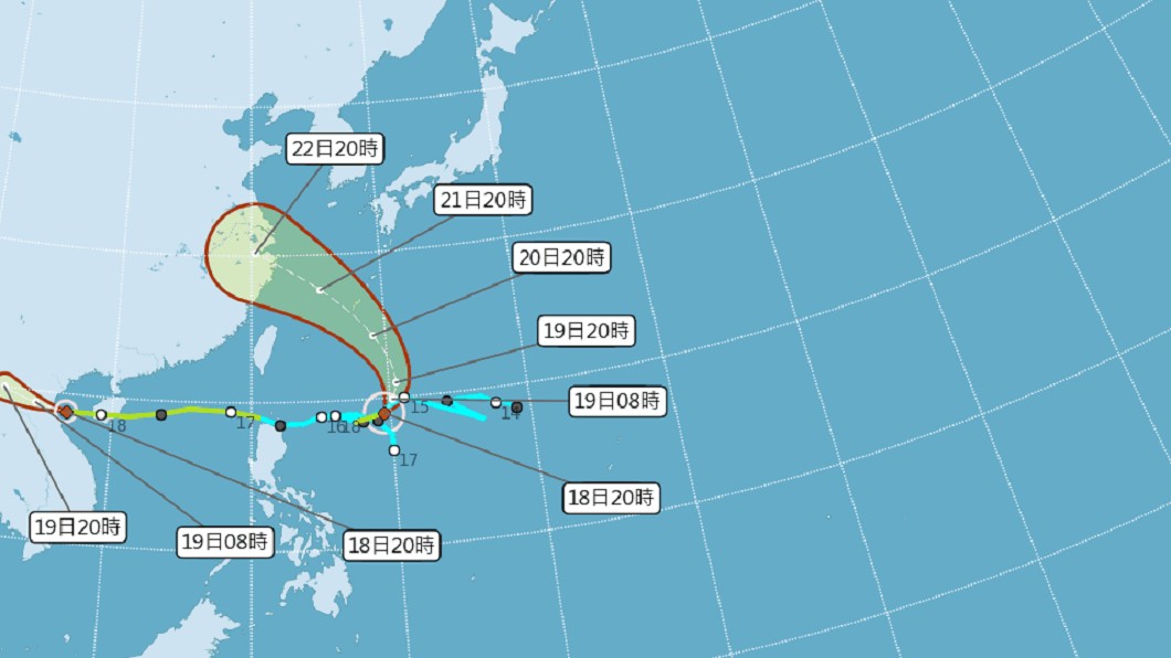 第10號颱風「安比」預測路徑圖。圖／翻攝自中央氣象局