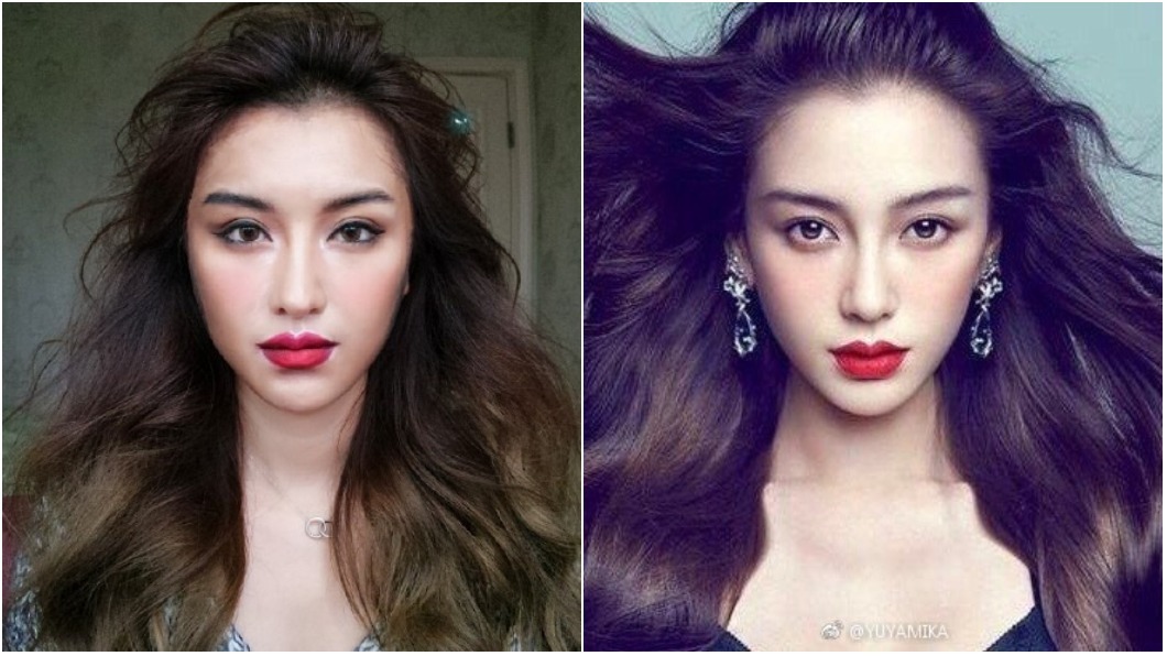 妝仿Angelababy。圖/翻攝自宇芽YUYAMIKA微博