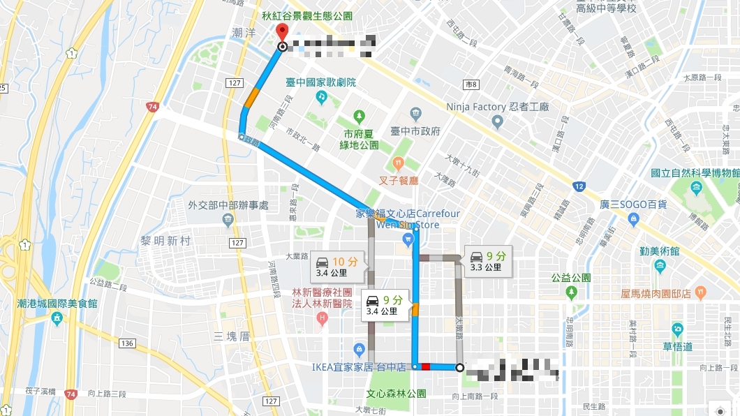 Google Map建議的路線。圖/翻攝自Google Map