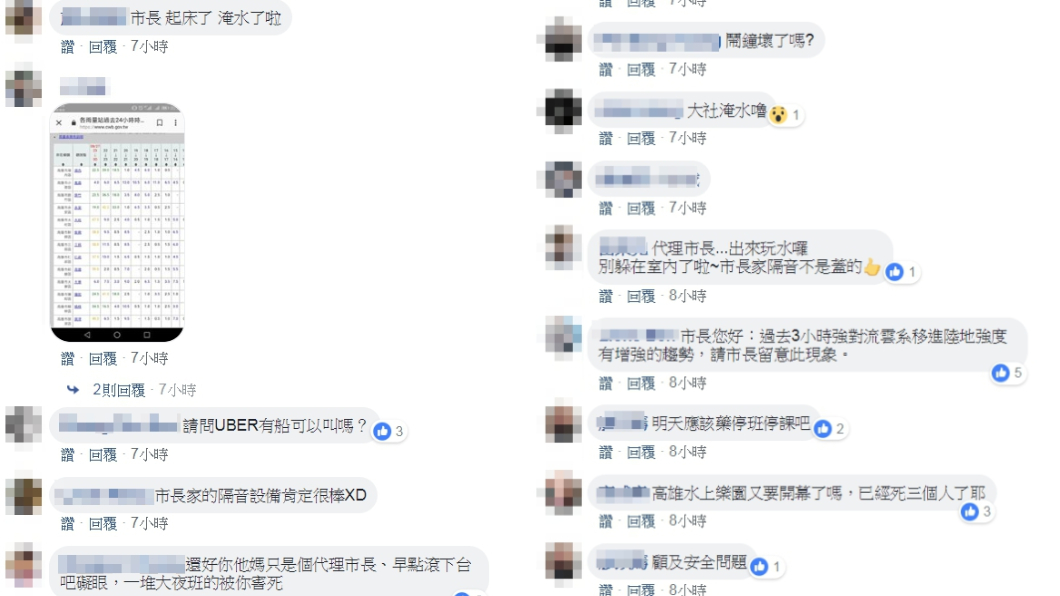 高雄市民灌爆代理市長許立明臉書。圖/翻攝自許立明臉書