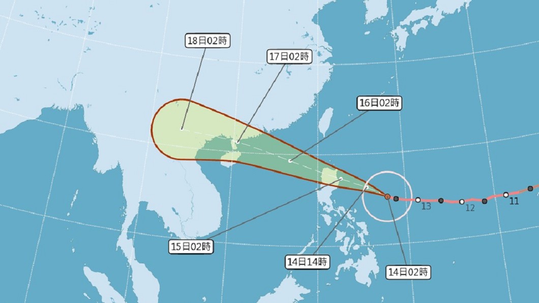 圖／中央氣象局 山竹颱風暴風圈大　氣象局最快中午前發布海警