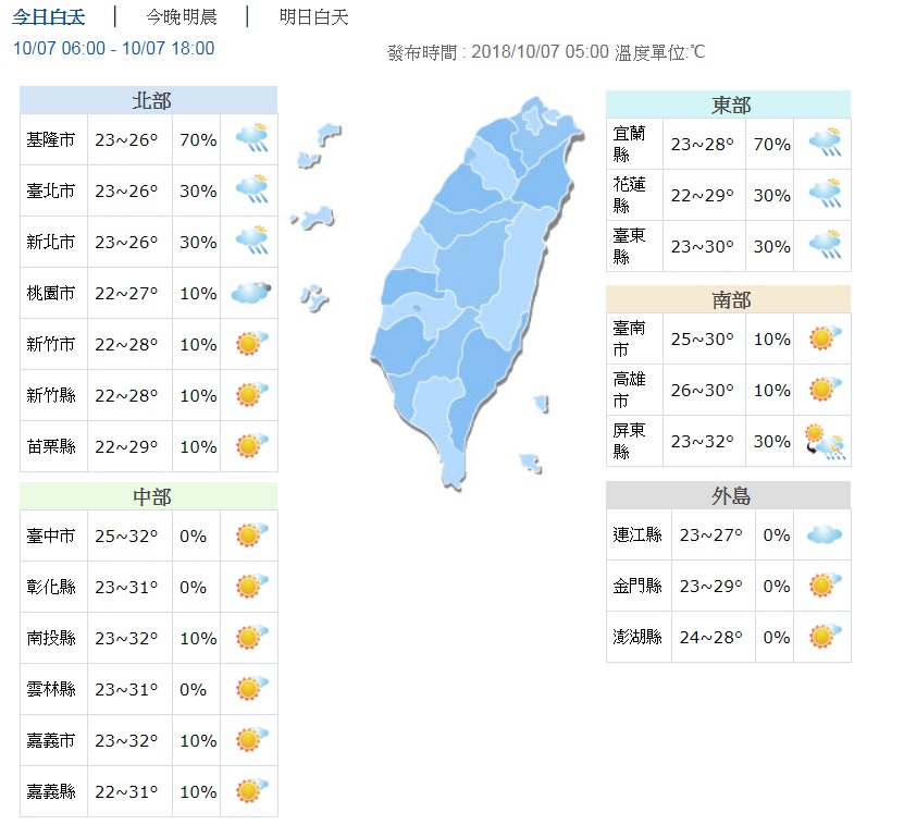 1007天氣 - 1007天氣.jpg 圖/翻攝自中央氣象局