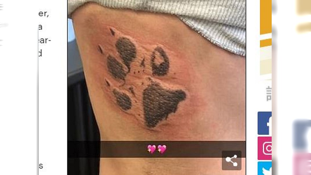 貝瑟妮希望愛犬能永遠陪伴她，將其骨灰紋在身上。圖／翻攝自Daily Mail網站