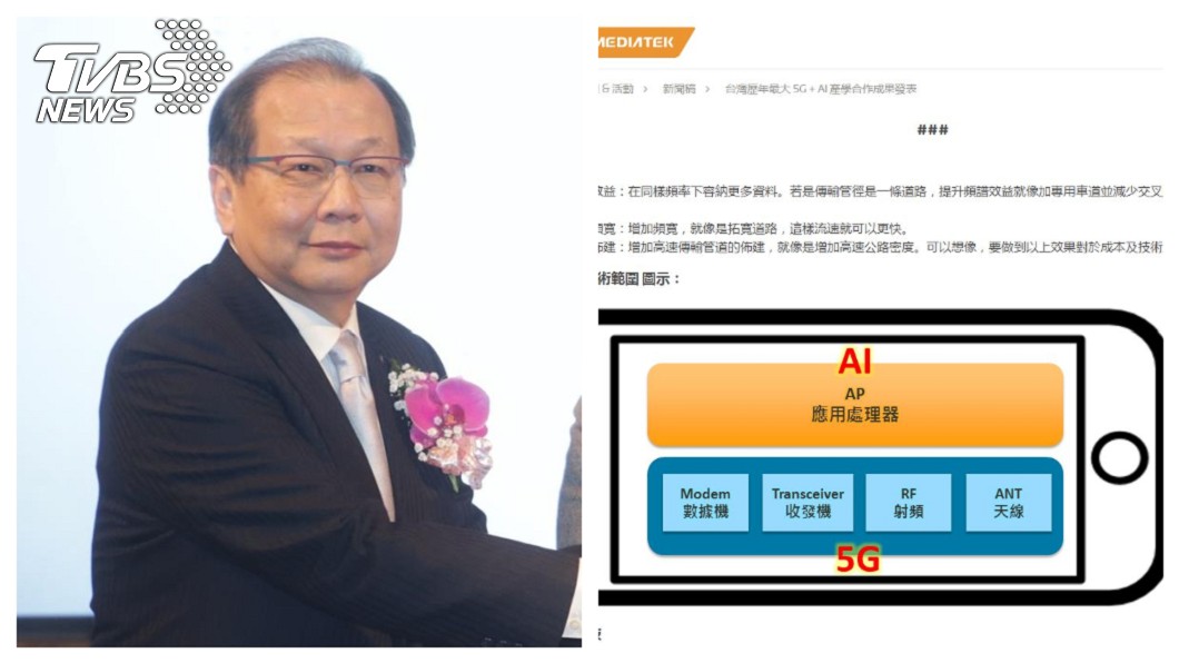 為搶得機先,聯發科和早在2015年便領先全球、展開5G網路測試的芬蘭合作,預計2019年問市。蔡力行(左)曾任中華電信董事長,被蔡明介委以重任,爭取開拓5G市場。除過去7年編2000億研發費用,聯發科預計每年還要再加碼300億!應用在智能城市、居家照護、公共安全、媒體娛樂、智慧建築、數位醫療等領域。 圖/中央社