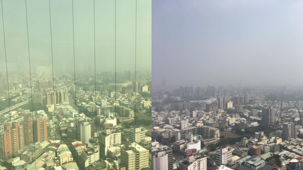 網友也拍下今天台中灰濛濛的天空。圖/翻攝自爆料公社