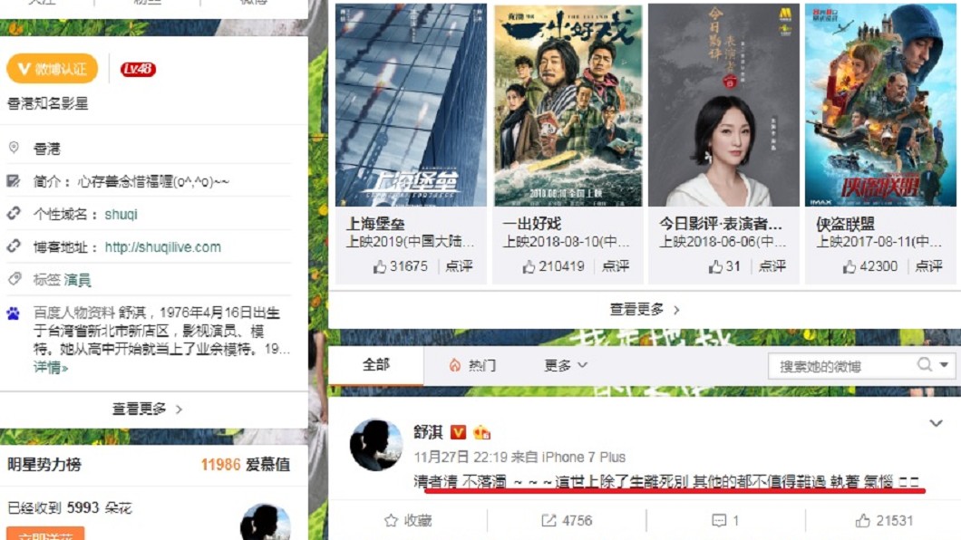 圖/翻攝自舒淇微博