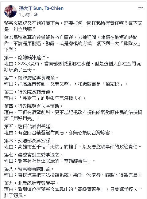 圖/翻攝自孫大千臉書