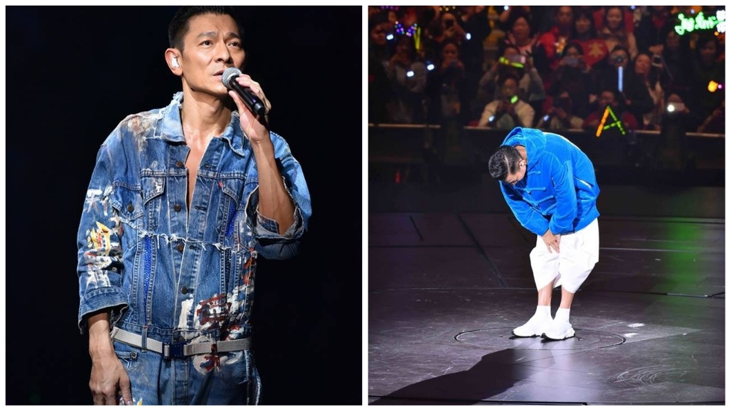劉德華不捨落淚地向歌迷鞠躬道歉。(圖/翻攝自My Love Andy Lau World Tour臉書粉絲團)