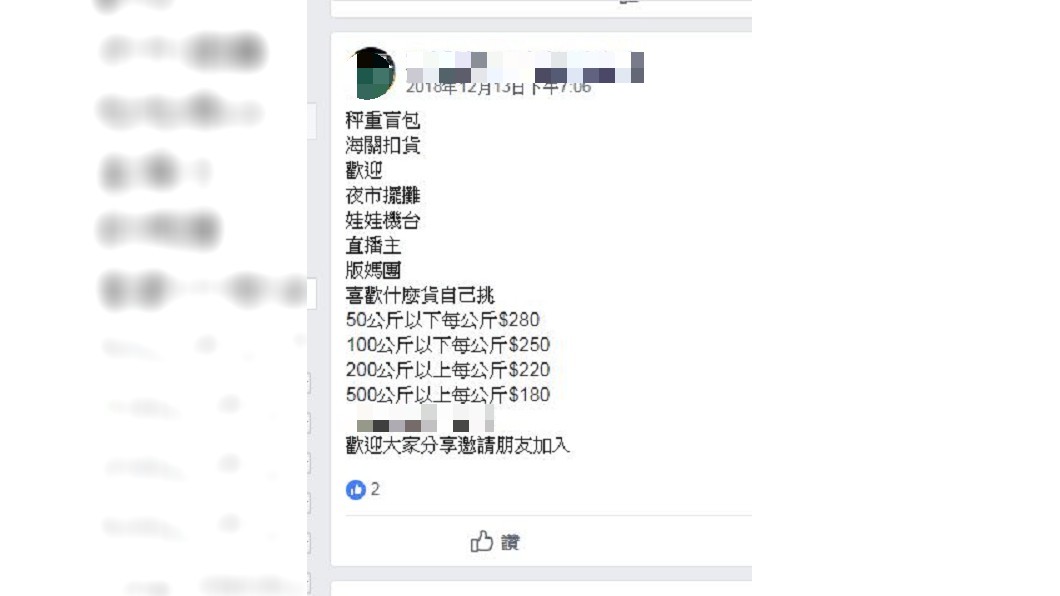 業者在臉書社團販售盲包。圖/臉書