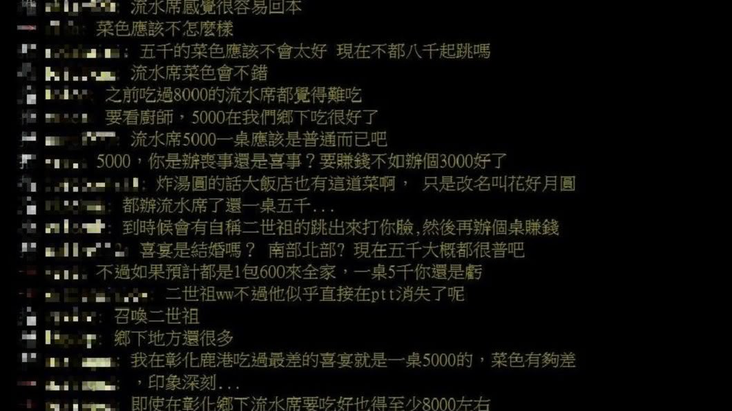 許多網友表示1桌5000的價格低得誇張。圖/翻攝自PTT「女版」