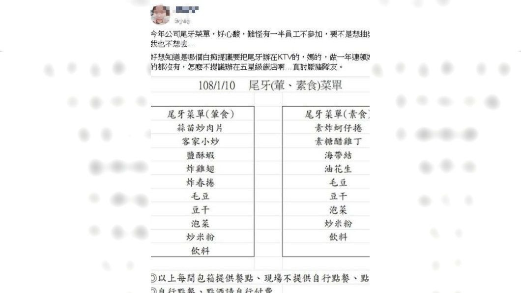 這樣的尾牙菜色,你還吃得下去嗎?(圖/翻攝自爆廢公社)
