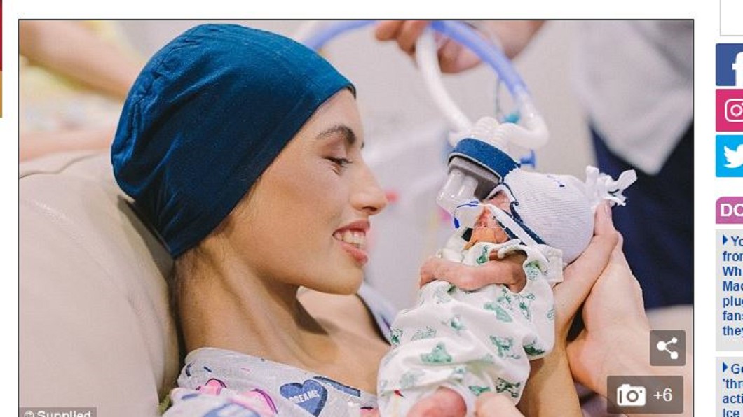 一名年輕媽媽為了保住胎兒，選擇延後治療癌症。圖／翻攝自《每日郵報》