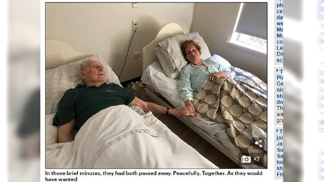 澳洲夫妻結婚70年，在療養院的隔壁病床同時去世。圖／翻攝《每日郵報》