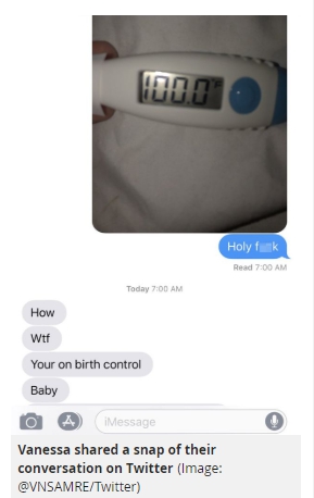 18歲男孩托瑞斯(Izaak Torres)以為女友瑪莉(Vanessa Marie)懷孕而緊張的對話。圖/翻攝自《鏡報》