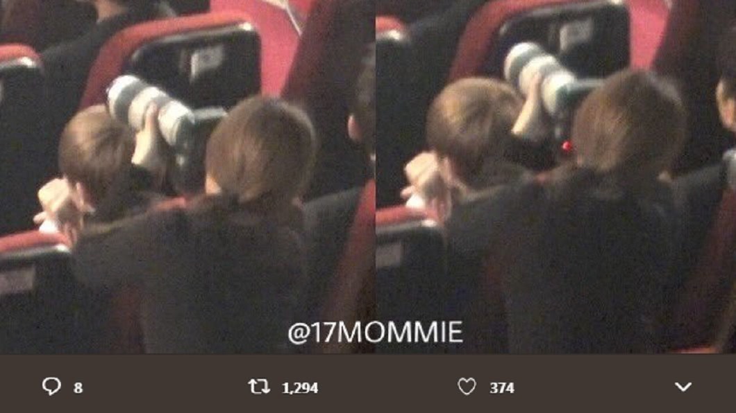 先前有粉絲把手靠在SEVENTEEN團員的椅子上拍攝。圖/翻攝自17MOMMIE推特