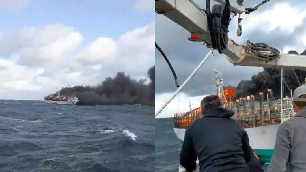 台灣漁船「俊榮號」爆炸起火，5菲籍漁工失蹤。圖／翻攝Aan Hen Sueke臉書