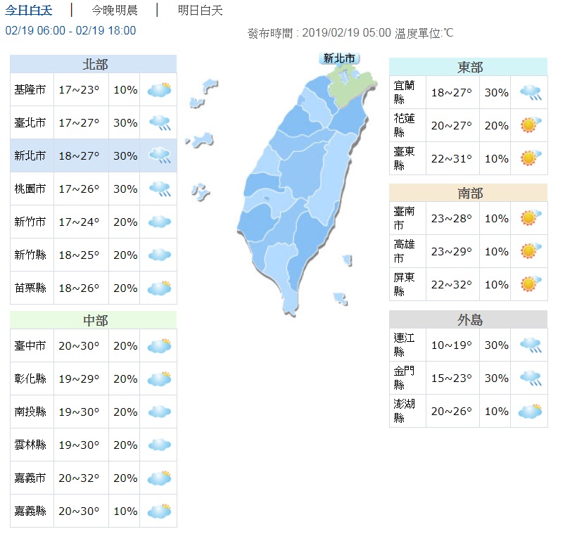 0219天氣 - 0219天氣.jpg 圖/翻攝自中央氣象局