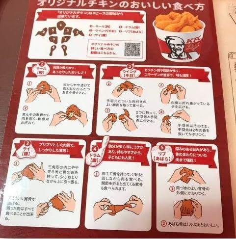 肯德基炸雞「5種正確吃法」。圖/翻攝自推特