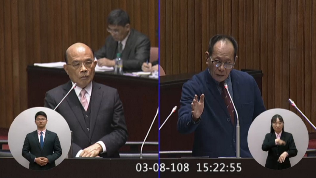 行政院長蘇貞昌(左)、國民黨立委陳超明(右)。圖/翻攝自立法院網站
