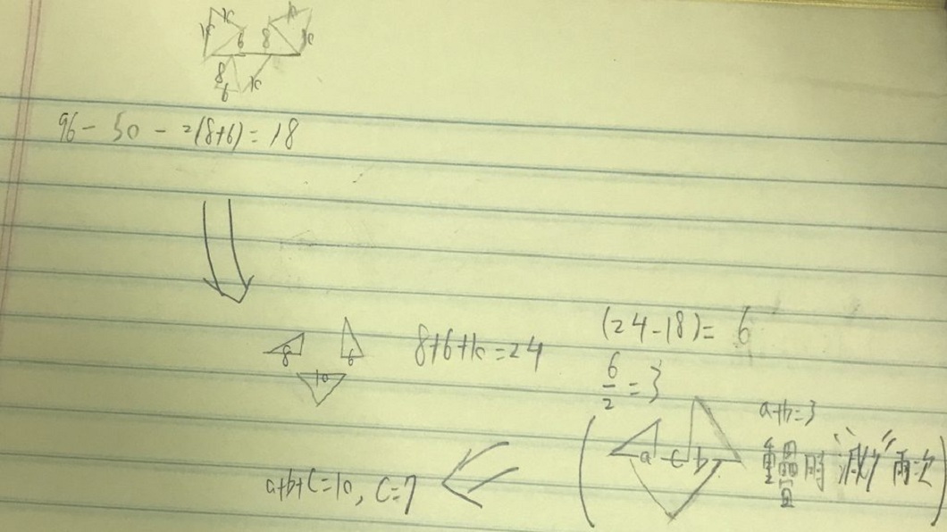 網友們分享自己的計算過程和解答,得出的答案是7。(圖/翻攝自PTT)