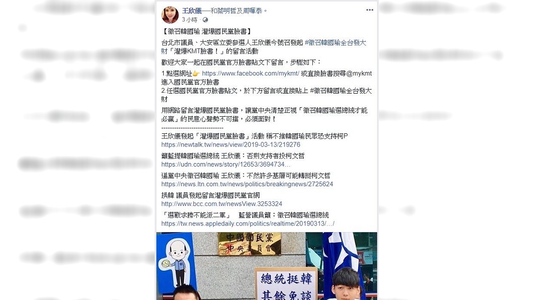 圖/翻攝自王欣儀臉書