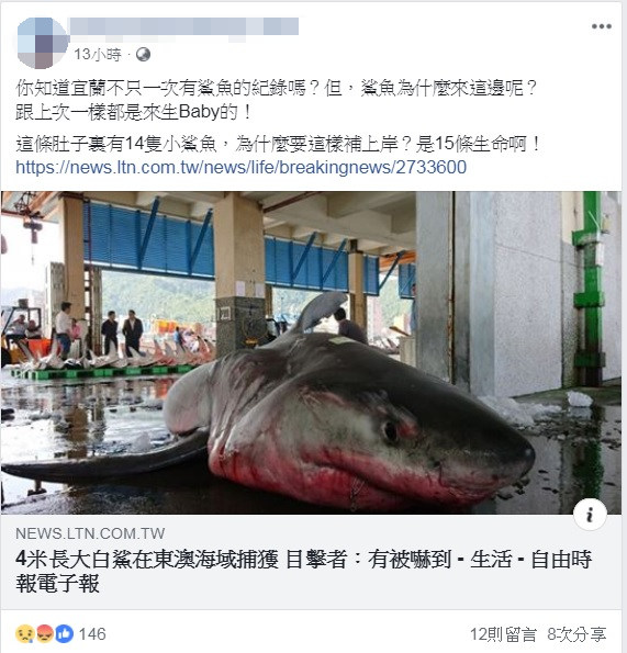 翻攝當事者臉書 宜蘭大白鯊1屍15命 - 宜蘭大白鯊.jpg 圖/翻攝自臉書