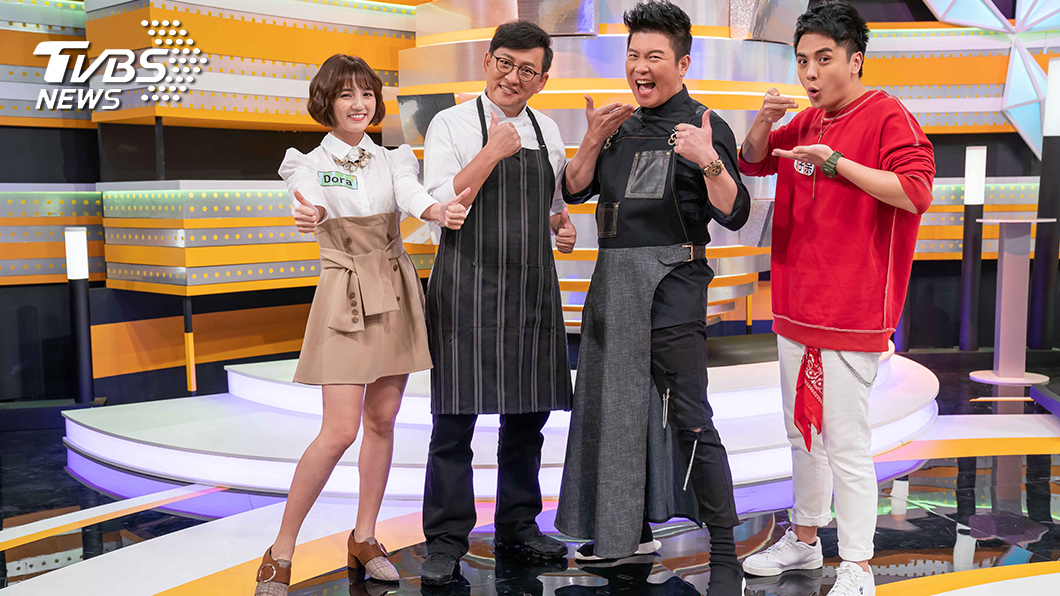 TVBS歡樂台《食尚玩家-歡樂有夠讚》(左起)Dora、「食尚主廚」詹姆士 、曾國城、曾子余。圖／TVBS